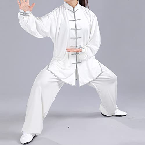 006,XL,Mujer Tai Chi Ropa Seda De Leche Artes Marciales Wing Chun Kung Fu Uniforme Unisexo Manga Larga Traje De Entrenamiento De Competición Zen Meditación Uniforme