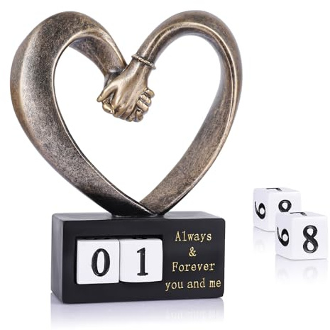 PlivBloom Kit de sculpture à la main pour statue à 2 mains, sculpture en forme de cœur, bronze, 1er au 50e anniversaire de mariage pour couple, épouse, statues pour décoration d'intérieur