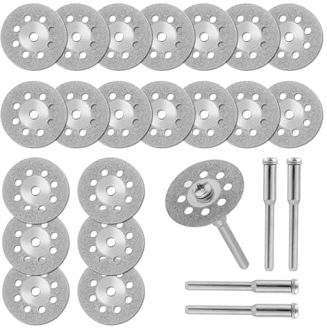 Diamond Cutting Wheel, 20pcs 22mm Cut Off Wheel With 4 Mandrel Compatible For Dremel Rotary Tool Accessories Cutter Blades Discs Bits Glass Cutting Disc For Wood Metal Stone