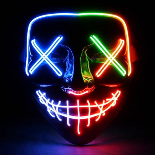 TK Gruppe Timo Klingler Läskig LED-mask som kan styras som i The Purge, lysande ansikte för halloween, festival och karneval, som kostym för män och kvinnor (olika färger att välja mellan)