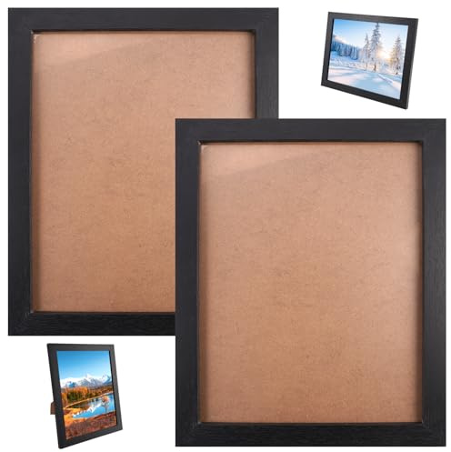 2Pcs Marco de Fotos 20x25 cm, Marcos Cuadro Madera con Cristal Acrílico Irrompible, Picture Frame Sin Paspartú, Porta Retrato Fotos Exposición Horizontal o Vertical, Marco Negro para Salone Dormitorio