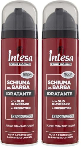 INTESA POUR HOMME | Schiuma da Barba, Idratante, con Olio di Avocado e Prebiotico, 300 ml (Confezione da 2)