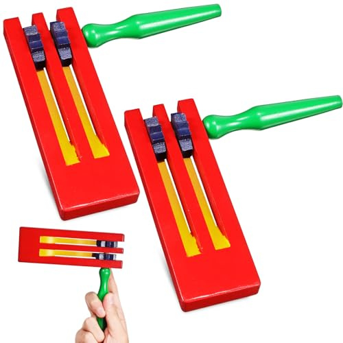 FUNOMOCYA Matracas de Madera Doble Capa 2 Unidades Juguetes Musicales Trinquete para Instrumentos de Percusión para Fiestas Eventos Deportivos y Juegos Infantiles