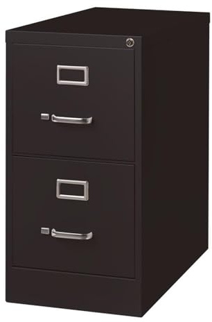 Lorell 2-Drawer Vertical File with Lock, 15 by 26-1/2 by 28-3/8-Inch, Black