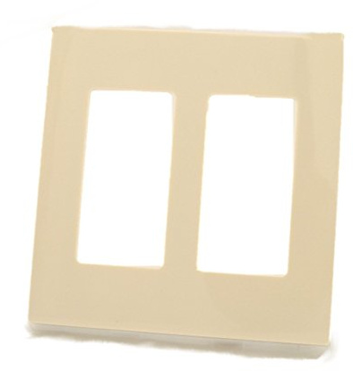 Leviton 2-Gang Decora Plus Screwless Wall Plate, 80309-ST, Light Almond