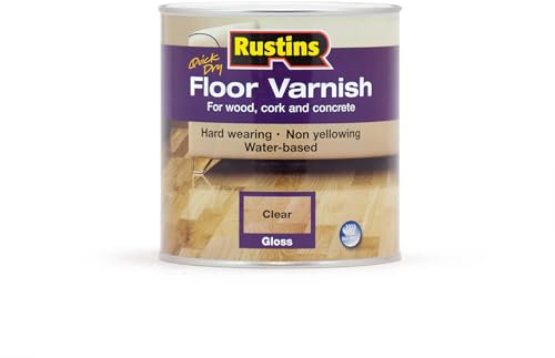 Rustins Floor Varnish Clear 1L Gloss - Fast-Drying Floor Protection for Interior Wood – Easy Application with Tough, Long-Lasting Clear Finish