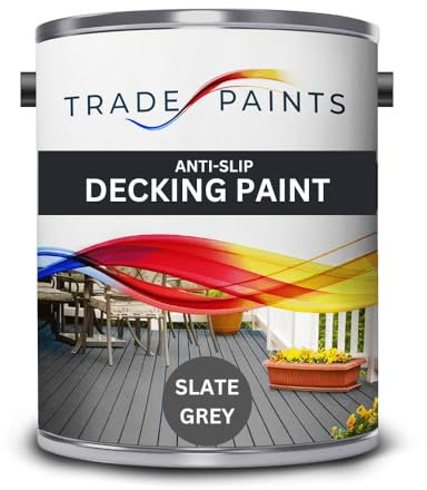 paints4trade Anti-Slip Garden Decking Paint – Slate Battleship Grey - 5L - Durable Non-Slip Garden Deck Floor Coating for Wood & Timber, Weatherproof Outdoor Finish,