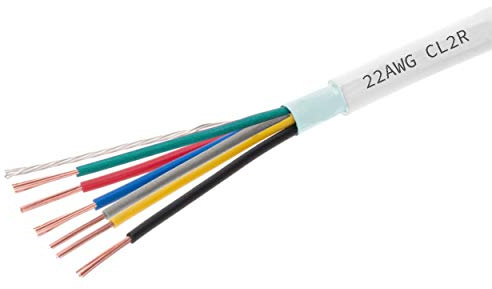 InstallerCCTV 22 AWG 6 Conductors Shielded Security Alarm Wire Cable, Riser Alarm Control Cable, 125ft Spool Full Copper for Fire/Sound/Security Burglar Station Wire Security