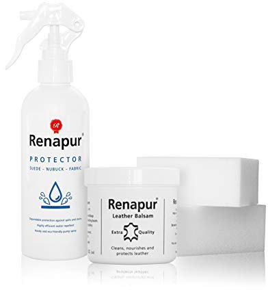 Renapur Leather and Suede Protector Kit - Protect and help waterproof leather, suede, nubuck, fabric, cotton, shoes, trainers, boots and more