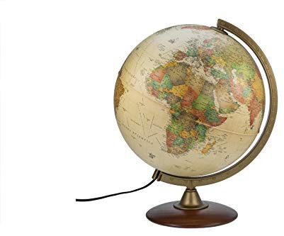 Interkart Globo Luminoso, mappamondo, 30cm Base in Legno, cartografia Stile Antico - Italiano