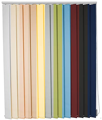 Lamellenvorhang auf Maß Vertikaljalousie viele Größen und Farben Stoff Blickdicht lichtdurchlässig Tür Fenster Lamellen Rollo Schiebegardine (Breite 40-60 cm x Höhe 180,1-200 cm, Weiß)