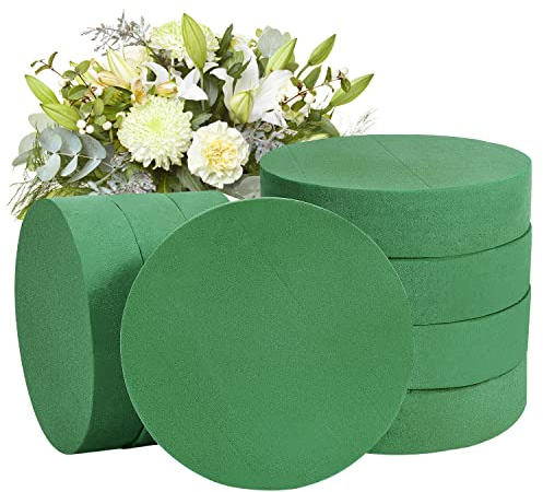 Crafare 7.5Inch 8 Pack Round Wet Floral Foam Bricks DIY Floral Blocks for Spring Flower Arrangement and Wedding Holiday Decoration