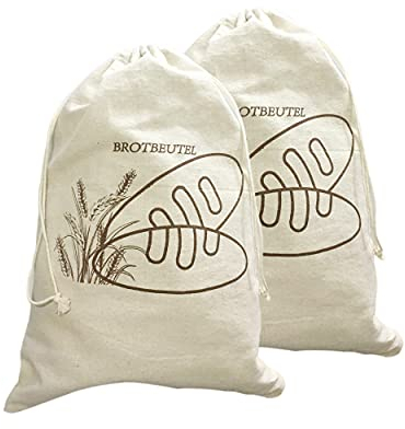Leinen-Brotbeutel,wiederverwendbar, mit Kordelzug, groß, ungebleicht, Beutel für Brot, Baguette,selbstgemachtes Brot und weitere Lebensmittel, Auch Obst- undGemüsebeutel, (30 x 40cm), 2er Set