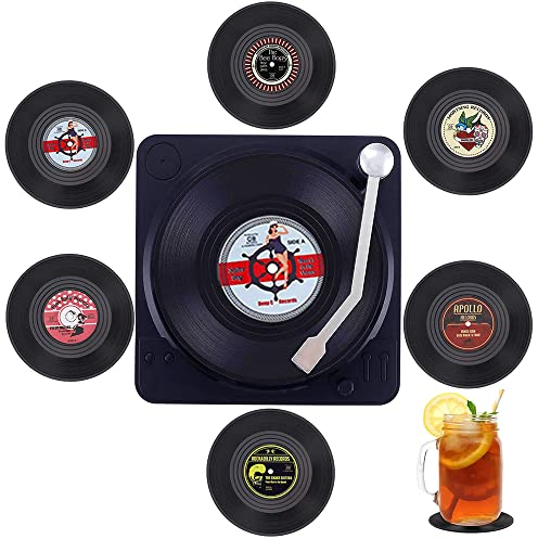 6 Pezzi Sottobicchieri In Vinile, Dischi Vinile Sottobicchieri, Sottobicchieri, Antiscivolo Sottobicchieri, Sottobicchieri per Dischi CD Retrò, per Caffè tè Boccale di Birra Casa Bar