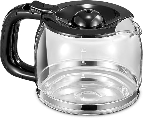 Yabano Coffee Pot, Glass Carafe with Plastic Lid, Accessory for Yabano Household Coffee Machine, 1.5 L, Dishwasher Safe, Black
