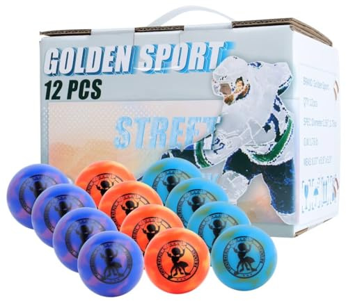 Street Hockey Balls - Official Outdoor Roller Balls for Indoor Games, Ideal for Sports Enthusiasts 12 Pack(Coloured)