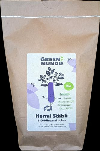 GREEN MUNDO - Hermi Stäbli - 300g organische Düngestäbchen für Gemüse, Zimmer- & Topfpflanzen - natürlicher BIO Langzeitdünger für Balkon, Terasse, Zimmerpflanzen - DE-ÖKO-009…