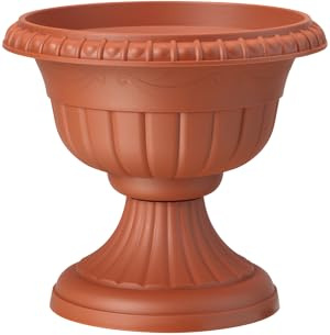 pokm toolsmarket - ⌀35cm Pflanzkübel Pflanzpokal, dekorative Amphore, Pflanzgefäß Schale Vase Topf auf Fuß, Farbe Anthrazit, Blumentopf Roma No. V