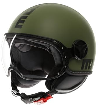 MOMODESIGN - FGTR CLASSIC E2206, Casco Jet, Casco Aperto per Moto e Scooter, per Uomo e Donna, Verde Militare Opaco/Nero, XL