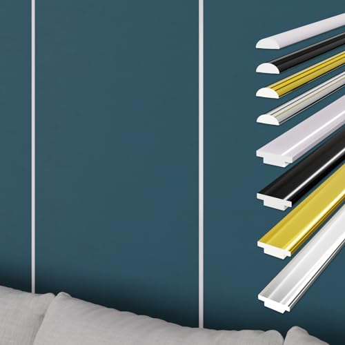 HEXIM selbstklebende flexible Zierleiste 3M Randleiste für Isoliertapeten Abschlussleiste abziehen & aufkleben DIY Universalprofil (1 Leiste T1-W weiß)