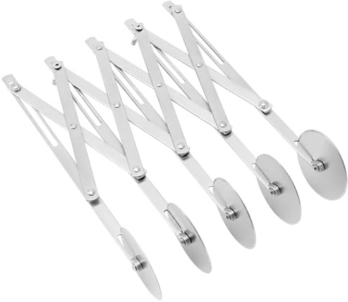 QWORK Cortador de repostería ajustable de 5 ruedas, cortador de pizza de acero inoxidable, rodillo multiredondo expandible para hornear, divisor para galletas, masa, pasteles y pastelería