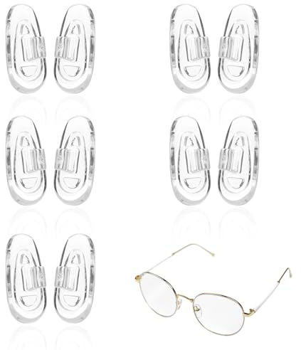 5Pairs Push Fit Glasses Nose Pads Silicone Nose Support Cushions Push in Anti Slip Pad Stop Slipping Down Clear Soft Flexible Comfort Lightweight Repair for Wire Frame Eyeglasses Sunglasses Spectacles