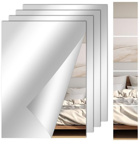 LDXDRU 8 Stück A4 Spiegel Selbstklebend zum Aufkleben, 29x21 Selbstklebende Spiegelfliesen Acrylglas Spiegel Türspiegel zum Kleben, Wand Klebespiegel für Schrank Badezimmer