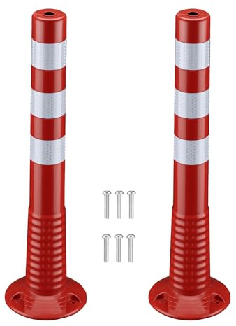 Wiltec Paletto segnaletico flessibile catarifrangente, 2 paletti delimitatori da 75 cm con viti di montaggio