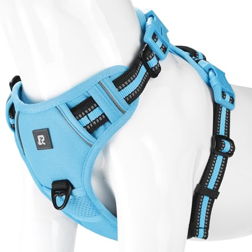 Harnais Chien Anti Traction pour Chien Réfléchissant avec Poignée Rembourrée Contrôl 2 Anneaux Métal Petit Moyen et Grand