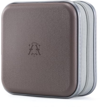 alavisxf xx CD Case, 48 Capacity Hard Plastic Portable Travel DVD Case Protective Zipper CD Case Holder Car Storage Wallet Bag (Coffee, 48 Capacity)