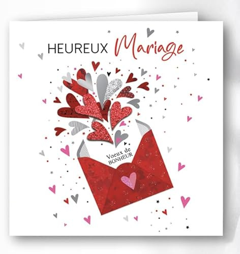 Editions Cely Carte Félicitations MARIAGE - création originale 15x15 cm, enveloppe incluse - qualité Premium (CP004)
