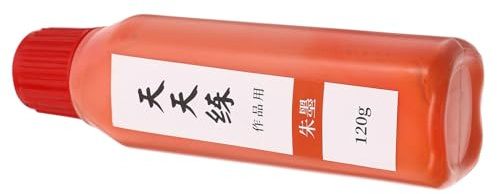 SHINEOFI Encre de Calligraphie Chinoise Rouge 120g Bouteille Plastique Stable Couleur Facile à Écrire pour Écriture et Artisanat Papier