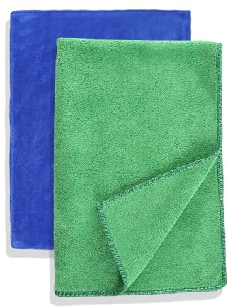 Ztolbriy Panni In Bambù E Cotone e Panni Pulizia Casa - Confezione da 2 Panno per la Pulizia Senza Pelucchi per Cucina e Bagno, Altamente Assorbenti, Lavabili, Durevoli ed Ecologici (Verde/Blu)