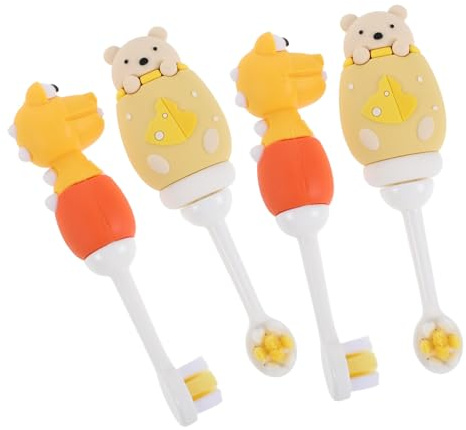 UTHCLO 4 Piezas Cepillo de Dientes para Bebés Años con Cerdas Extra Suaves Cabezal Pequeño y Diseño Infantil de Dibujos Animados Limpiador Bucal Seguro y Suave para Recién Nacidos y