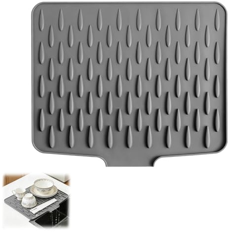 Tappetino scolapiatti lavabile Tappetino lavello da cucina resistente al calore e asciugatura rapida, realizzato in silicone adatto per lavelli da cucina e piani di lavoro del bagno (40 x 32,5 cm)