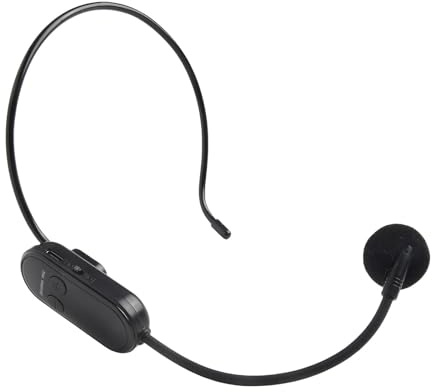 Gettimore Casque micro sans fil avec batterie 120 mAh, portée de 30 m, pour appareils de sonorisation, haut-parleur portable, mixeur, systèmes de karaoké, noir