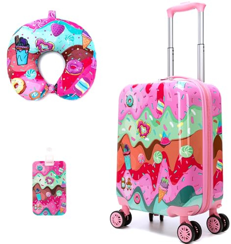Homskiii 2 in 1 Suitcase for Kids 16inch Luggage Set for Girls Travel Suitcase Hard Shell Luggage Sets with Spinner Wheels Carry on Luggage Airline Approved