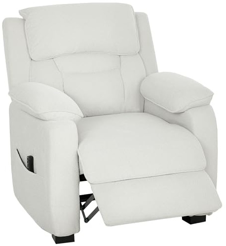 HOMCOM Fauteuil Relax Électrique, Fauteuil Inclinable, Port USB, Repose-Pieds, Poches Latérales, Appuie-Tête, Télécommande, Moteur Silencieux, 2 Positions Mémorisables, pour Chambre Home Cinéma, Crème