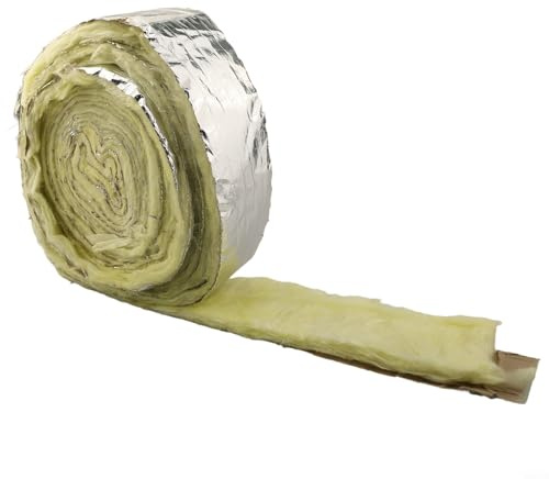 Isolamento per tubi in fibra di vetro, 10 m, in foglio di alluminio, rotolo di lana di vetro, isolamento termico, assorbimento acustico, in cotone, per avvolgere tubi