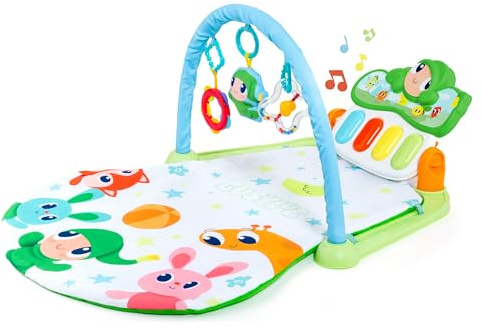 MOLTO - Gusy Luz Alfombra Gimnasio Bebé Activity Piano con Luces, Sonidos y 20 Melodías, Manta de Juegos Infantil con 4 Modos, 3 Juguetes y Pian, Lavable, Plegable y Portátil, + 0 Años