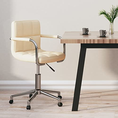 kithwjll Chaise de bureau pivotante en tissu crème avec ressort à gaz, réglable en hauteur et rotation à 360 °, chaise de travail ergonomique avec dossier et roulettes pour bureau, bureau à domicile