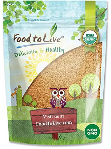 Food to Live - Organic Yellow Mustard Seeds, 8 Ounces - Non-GMO, Whole Dried Spice, Vegan, Kosher, Bulk