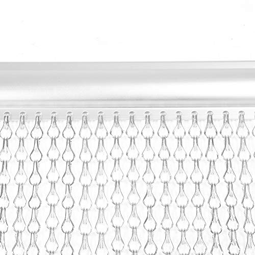 Estink Aluminum Chain Curtain 90x214.5cm/35 x 84 Insect Pest Control Door Screen Curtains Home Door Fly Screen Insect Bug Screen Strip Blinds String Doorways Divider Door Chain Curtain (Silver)