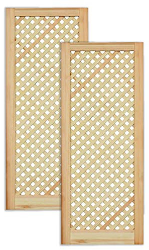 Gittertür Holztür Natur 99,3 x 39,4 cm Schranktür Raumteiler Schiebetür für Regale, Schränke, Möbel | Kiefer Holz unbehandelt | Doppel-Paket 2-er Pack