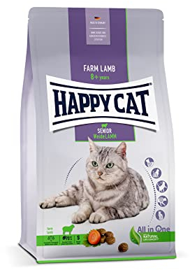 Happy Cat 70614 - Senior Weide Lamm - Katzen-Trockenfutter für Katzensenioren ab dem 8. Lebensjahr - 1,3 kg Inhalt