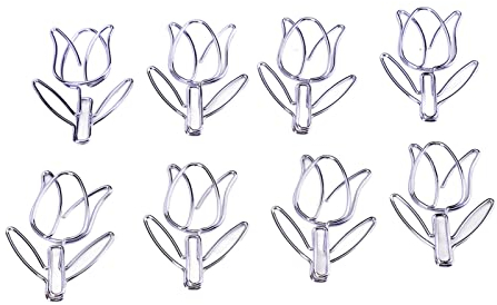 Büroklammer, süßes lila Tulpen-Design,50 Stück Büroklammern in Blumenform, langlebiges Metall, weit verbreitete Blumen-Büroklammern für Notebook-Lesezeichen, Tulpen-Büroklammern, lustige Bürobedarf