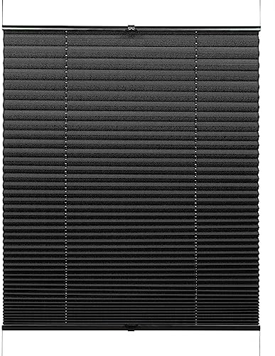 GARDINIA Plissee Concept Tageslicht, Blickdicht, Faltrollo, Lichtdurchlässig, Verstellbar, Einfach in der Breite kürzbar, Schwarz, 90 x 130 cm