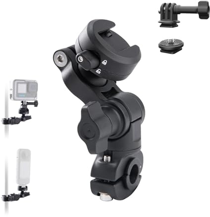 PGYTECH CapLock Backspegelfäste, Motorcykel Spegel Actionkamera Hållare | 360°Roterande Motorcykelhållare med 1/4 Skruv, för GoPro Hero/DJI Osmo/Insta360 Vlogg