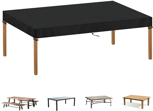 SIMPHAUS Housse Table Jardin Exterieur Housse Protection Table Exterieur Housse pour Salon de Jardin Impermeable Bache de Protection Table de Jardin Bache Salon de Jardin 420D Tissu Oxford 240x100x15