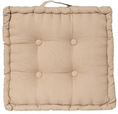 TIENDA EURASIA - Cojines para Sillas de Terraza | Cojín de Suelo Acolchado de Algodón con Asa | Medida 40 x 40 x 8 cm | Ideal para Sillas, Bancos, Palets, Suelo. (Lino)